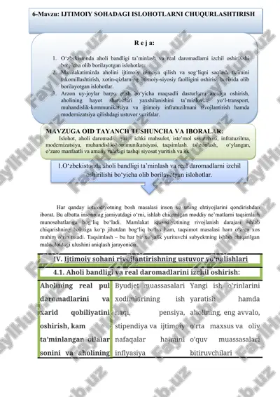 ijtimoiy sohadagi islohotlarni chuqurlashtirish — DOCX
