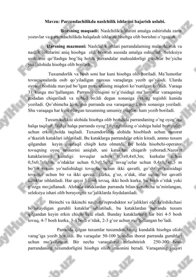 naslchilik ishlarini bajarish uslubi — DOCX