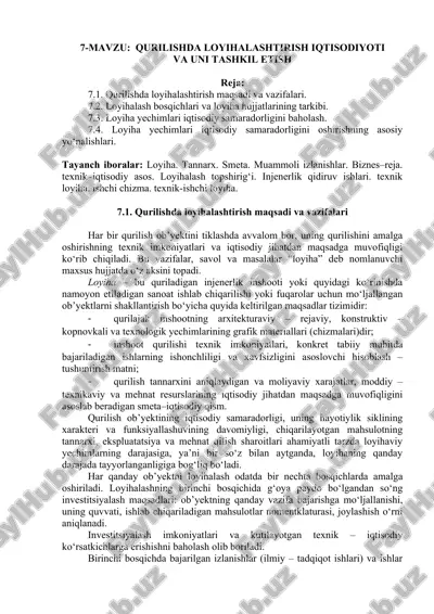 qurilishda loyihalashtirish iqtisodiyoti — DOCX