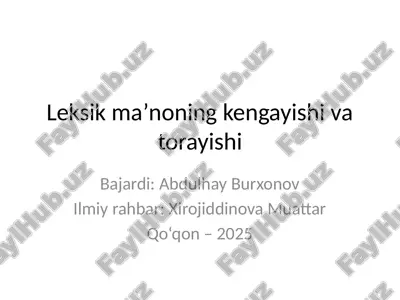 leksik maʼno kengayishi — PPTX