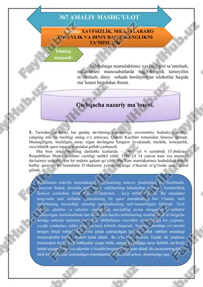 xavfsizlik, millatlararo totuvlik va diniy bag‘rikenglikni ta’minlash — DOCX