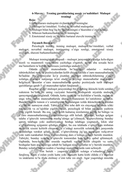 muloqot treningi — DOCX