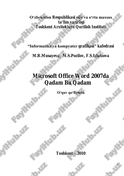 microsoft office word 2007da qadam ba qadam — PDF