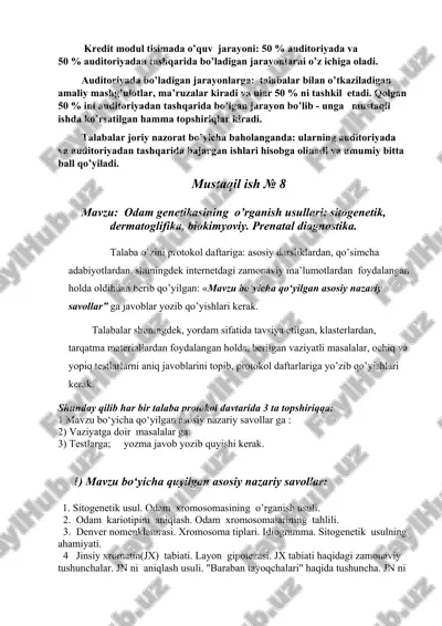 odam genetikasining o’rganish usullari — DOCX