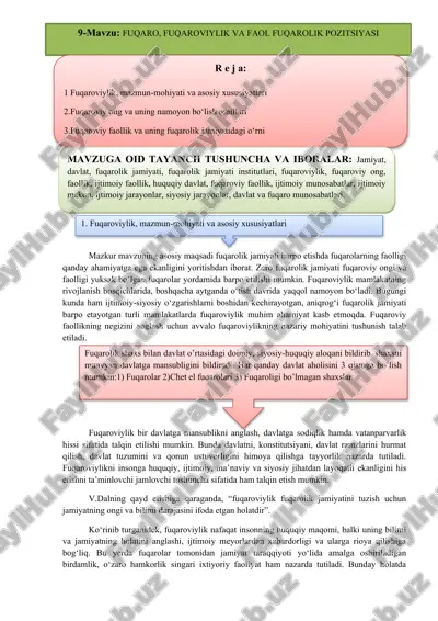 fuqaroviy faollik va uning fuqarolik jamiyatidagi o'rni — DOCX