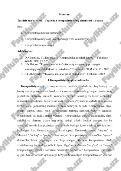 tasviriy san’at fanini o’qitishda kompozitsiyaning ahamiyati — DOCX