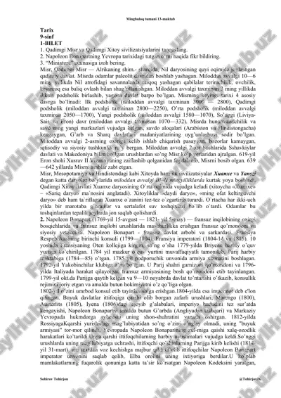 qadimgi misr va qadimgi xitoy sivilizatsiyalarini taqqoslang — DOCX