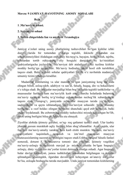 jamiyat hayotining asosiy sohalari — DOCX