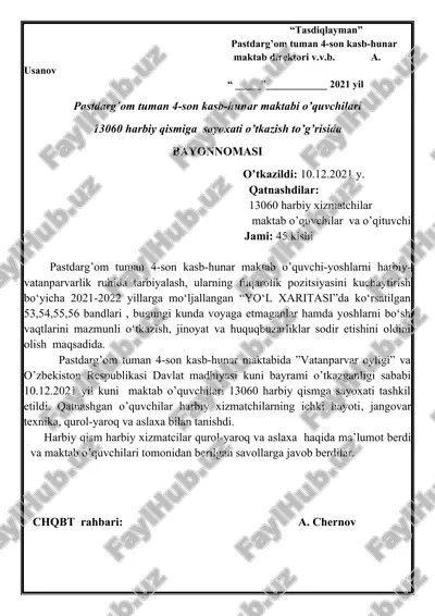 pastdarg’om tuman 4-son kasb-hunar maktab — DOCX