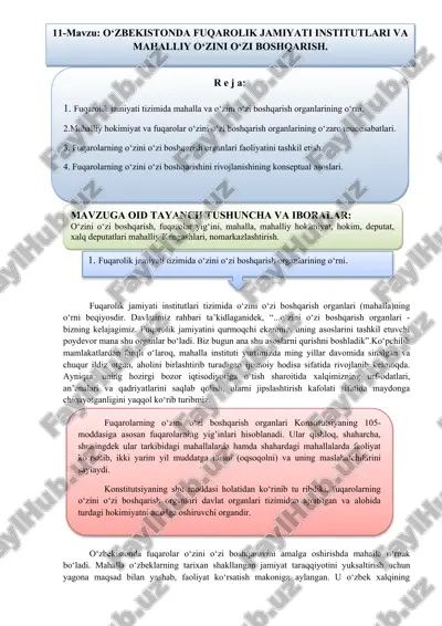 o‘zbekistonda fuqarolik jamiyati institutlari va mahalliy o‘zini o‘zi boshqarish — DOCX