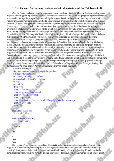 funksiyaning konstanta hadlari va konstanta obyektlar — DOCX