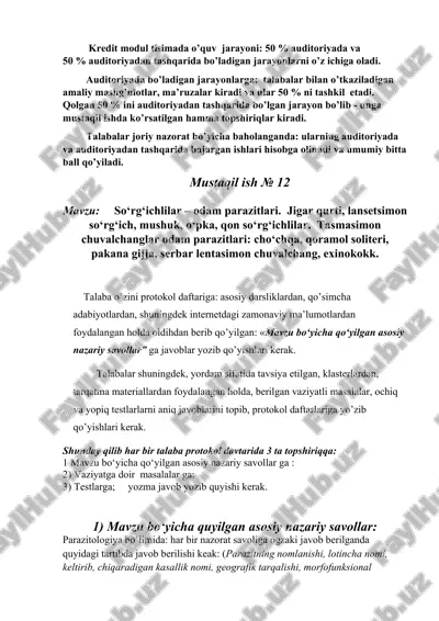 so‘rg‘ichlilar – odam parazitlari — DOCX