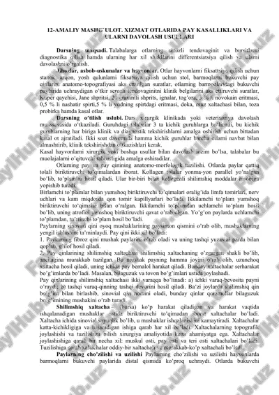 12-amaliy mashg`ulot. xizmat otlarida pay kasalliklari va ularni davolash usullari — DOCX