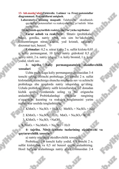 elektroliz. latimer va frost potensiallar diagrammasi — DOCX