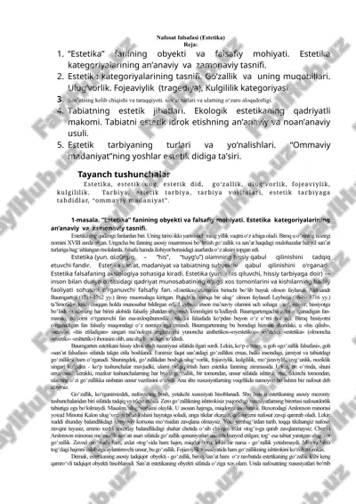 nafosat falsafasi (estetika) — DOCX