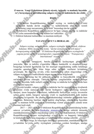 o'zbekiston respublikasi xalqaro reyting va indekslar — DOCX