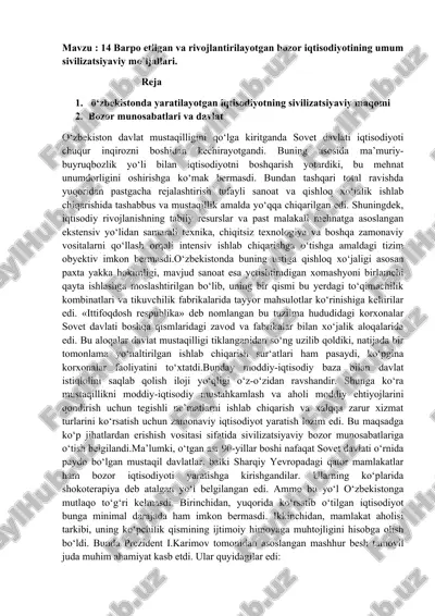 bozor munosabatlari va davlat — DOCX