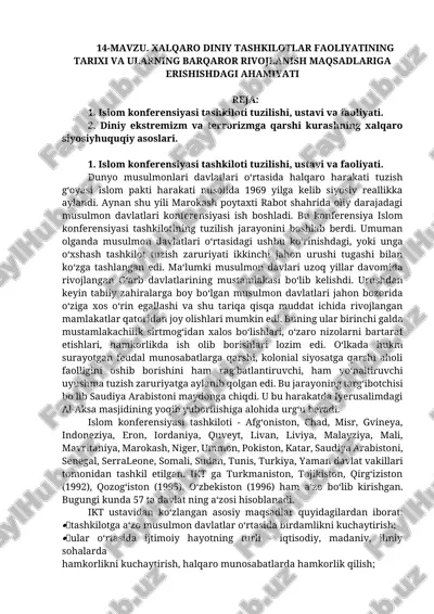islom konferensiyasi tashkiloti — DOCX