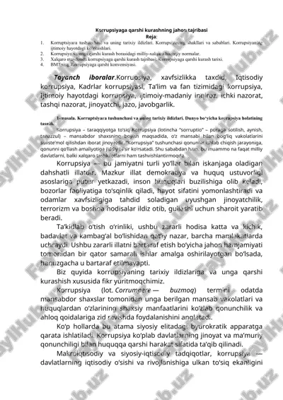 korrupsiyaga qarshi kurashning jahon tajribasi — DOCX
