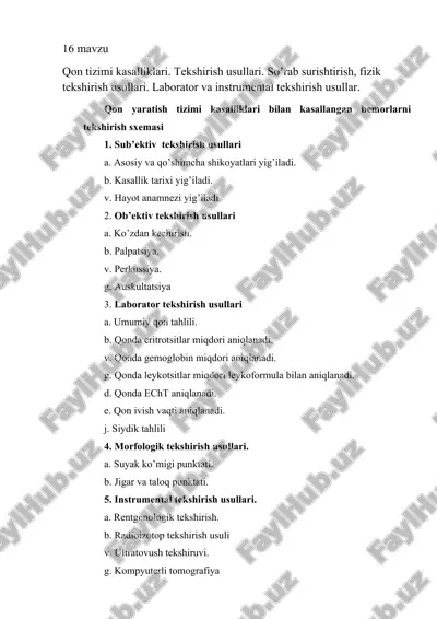 qon tizimi kasalliklari — DOCX