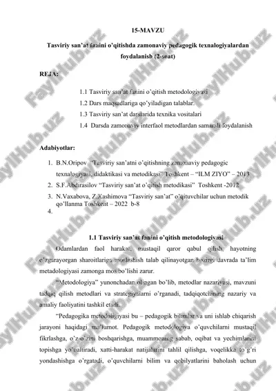 tasviriy san’at fanini o’qitish metodologiyasi — DOCX