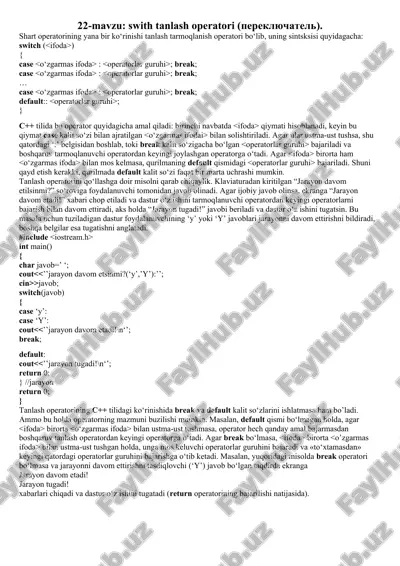 tanlash operatori — DOCX