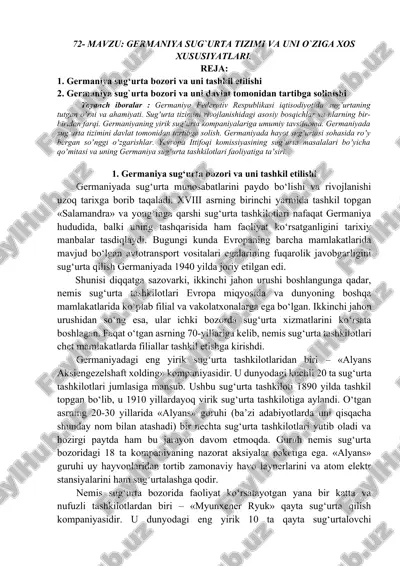 germaniya sug'urta tizimi va uni o'ziga xos xususiyatları — DOCX