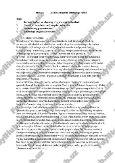 lokal tarmoqdan internetga kirish — DOCX