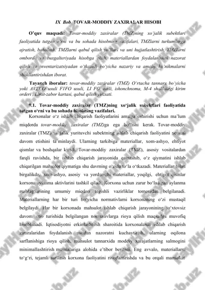 tovar-moddiy zaxiralar hisobi — DOCX