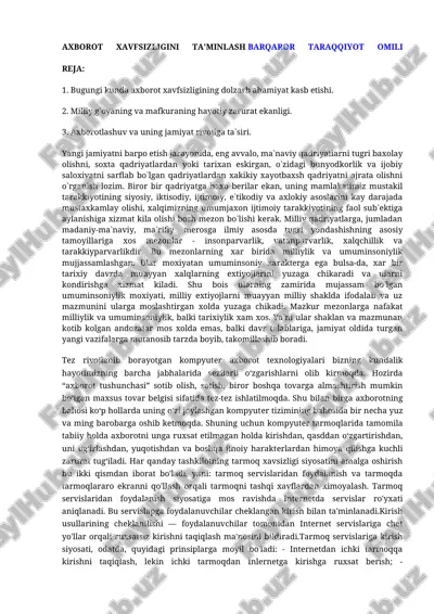 axborot xavfsizligini ta'minlash — DOCX