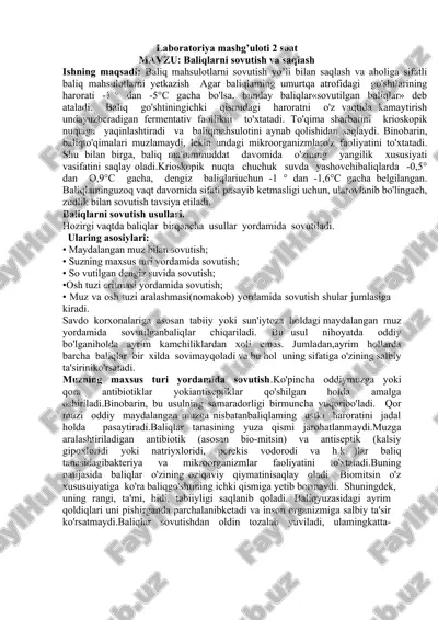 baliqlarni sovutish va saqlash — DOCX