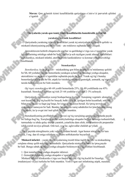 qon aylanish tizimi kasalliklari — DOCX