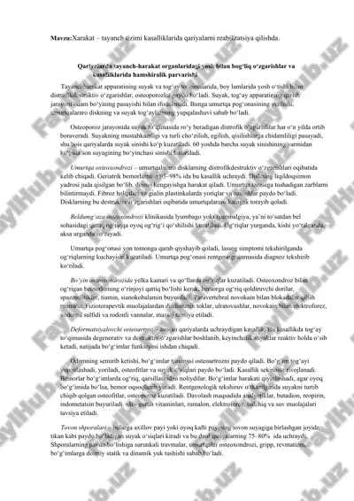 xarakat – tayanch tizimi kasalliklarida qariyalarni reabilitatsiya qilishda — DOCX