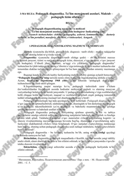 pedagogik diagnostika — DOCX