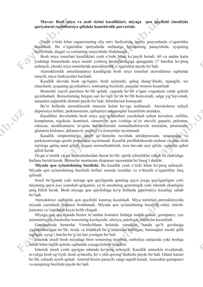 bosh miya va asab tizimi kasalliklari — DOCX