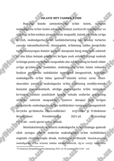 oilaviy mtt tashkil etish — DOCX