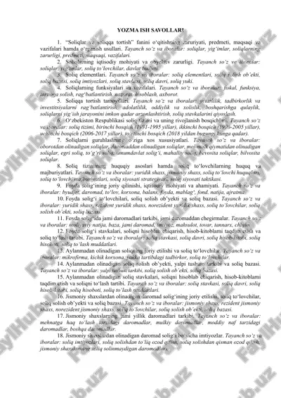 soliqlar va soliqqa tortish fanlari — DOCX