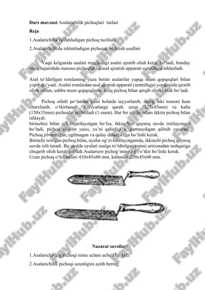 asalarichilik pichoqlari turlari — DOCX
