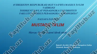 pedagogika "logopediya" falsafa fanidan mustaqil ta'lim — PPTX