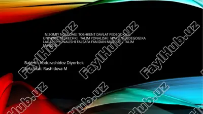 nizomiynomidagi toshkent davlat pedegokika universiteti kechkitalim yonalishi maxsus pedegogika lag'alari — PPTX