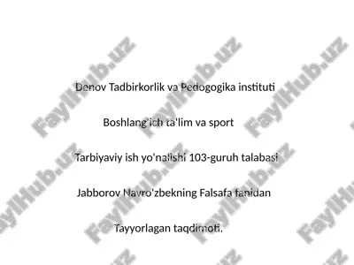 falsafa fanidan tayyorlangan taqdimot — PPTX