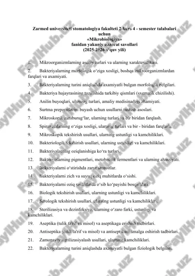 mikrobiologiya — DOCX