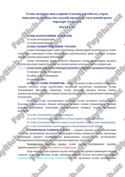 soliq tekshiruvlari — DOCX