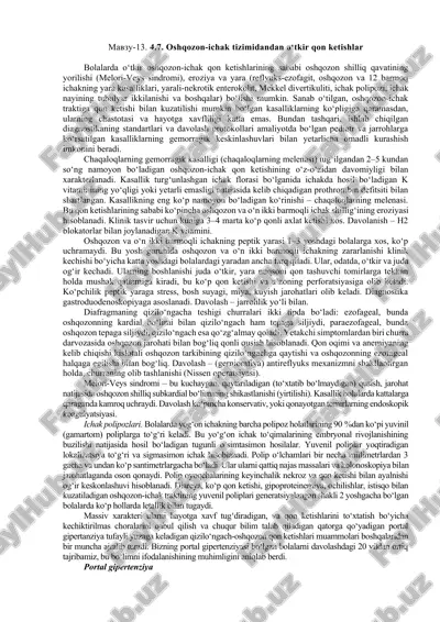 oshqozon-ichak tizimida yara va iltihoblar — DOCX