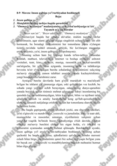 inson qalbiga yo’l tarbiyasi — DOCX