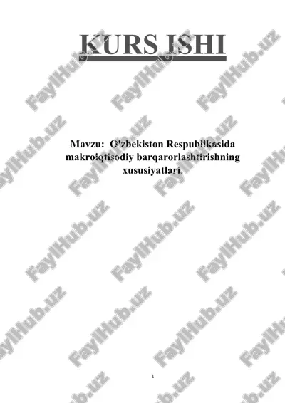 o'zbekiston respublikasida makroiqtisodiy barqarorlashtirishning xususiyatlari. — DOCX