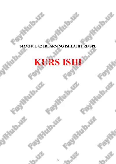 lazerlarning ishlash prinspi. — DOCX