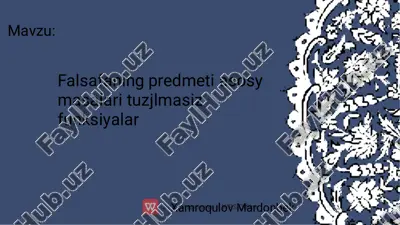 falsafa fanining predmeti asosy masalari — PDF
