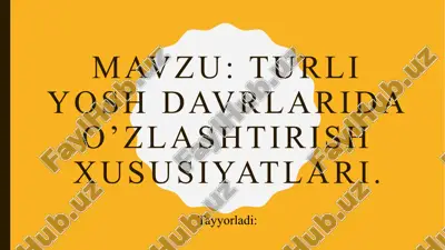 yoshdavrlar psixologiyasi — PPTX