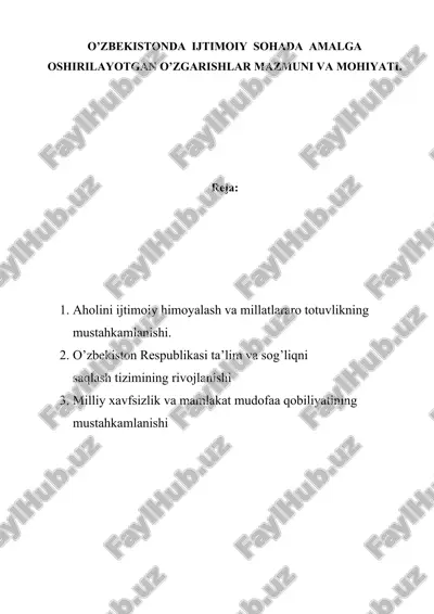 o’zbekiston respublikasi ta’lim va sog’liqni saqlash tizimining rivojlanishi — DOCX